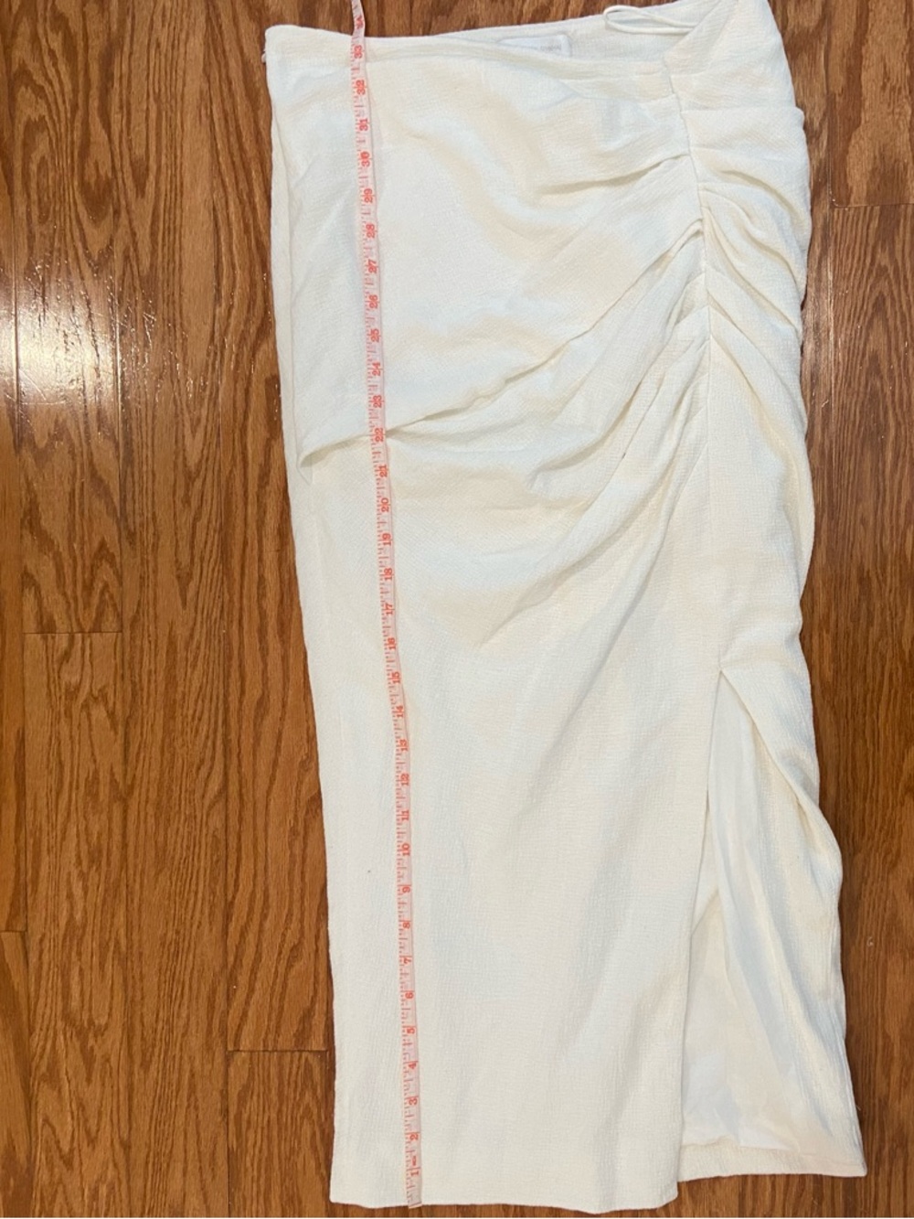 Jonathan Simkhai Hayden Ivory Ruched Midi Skirt Side Slit Size 6 - Picture 10 of 10